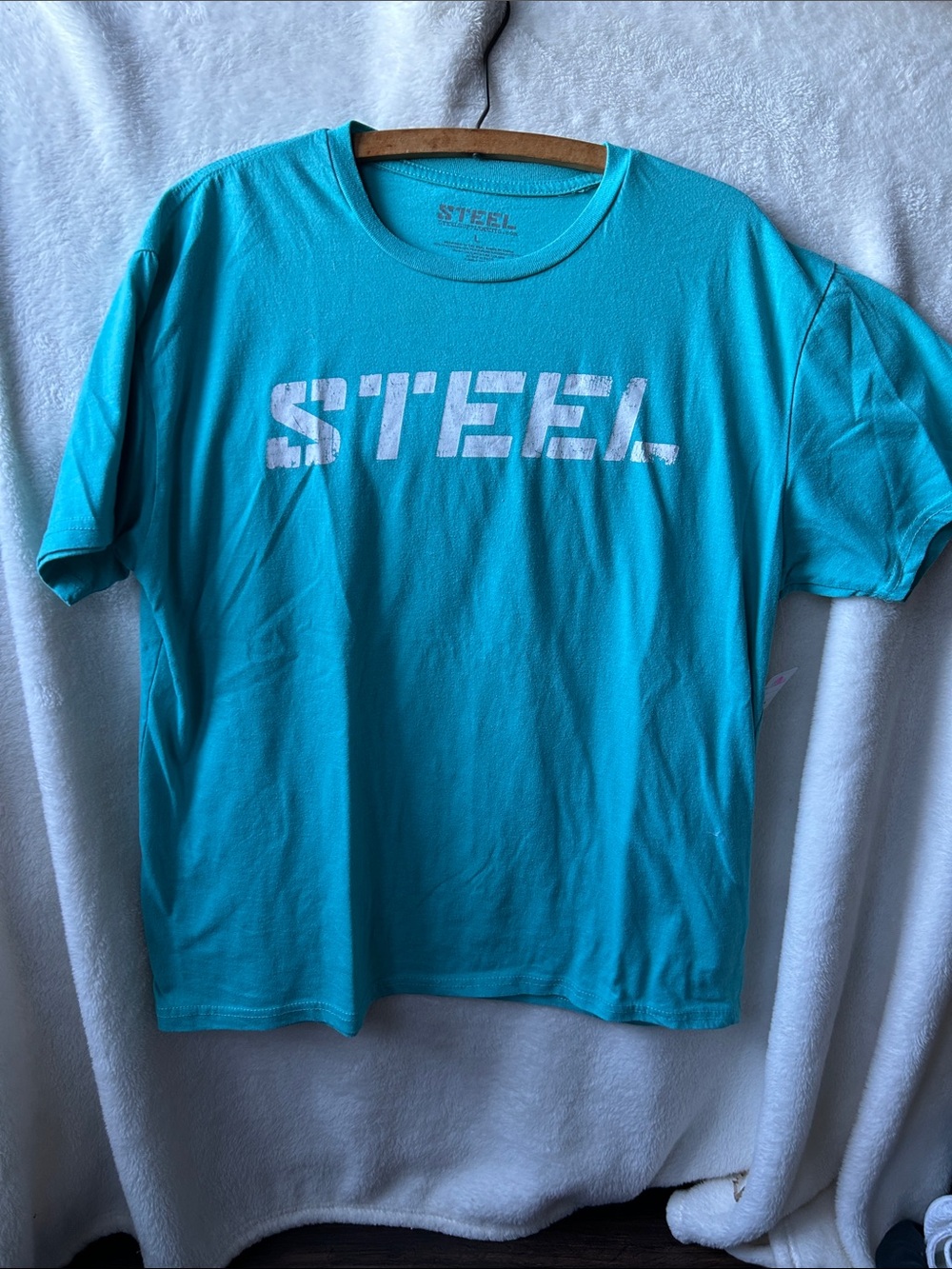 Men's STEEL Teal Graphic Logo T‑Shirt size L